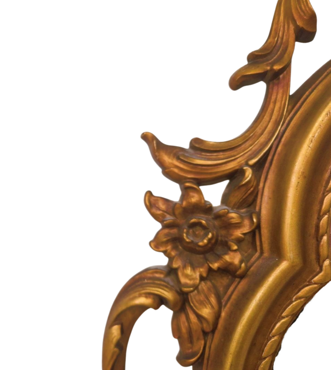 Vintage French Country Syroco Gold Wall Mantel Mirror with Scrolls and Flourishes