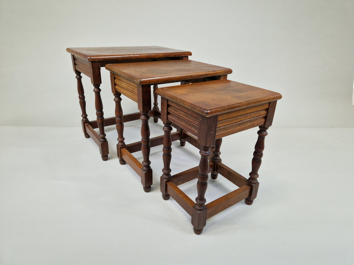 Antique wooden nest table - Oak wood - dutch - nesting tables - 1950's