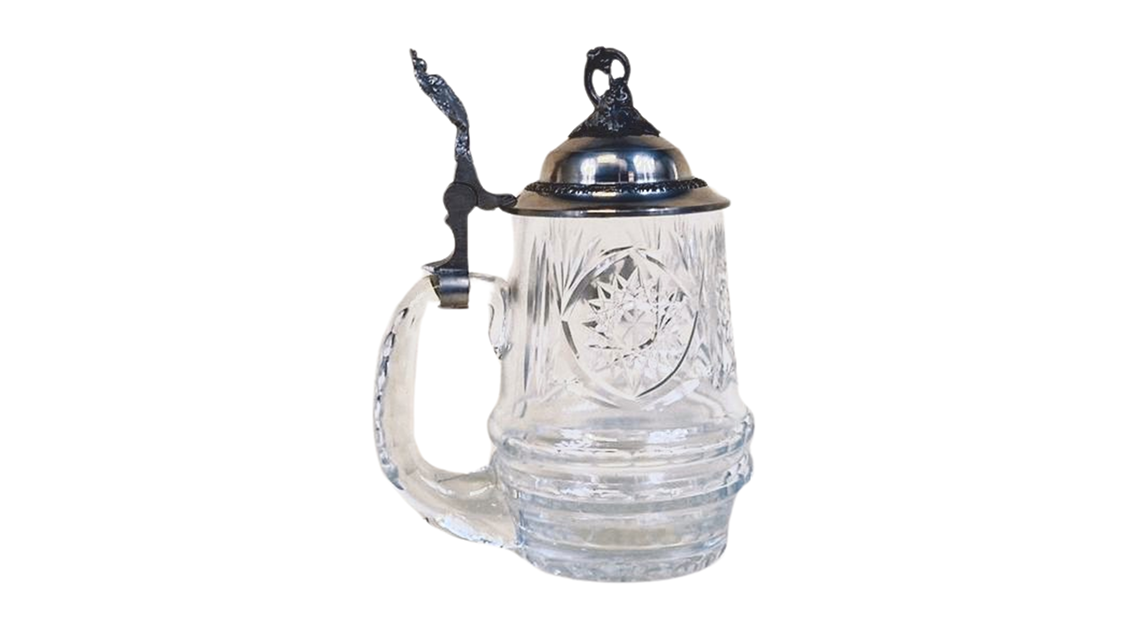 Vintage German Crystal Mug with Beautiful Metal Ornaments - Collectible Decor