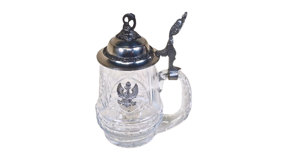 Vintage German Crystal Mug with Beautiful Metal Ornaments - Collectible Decor
