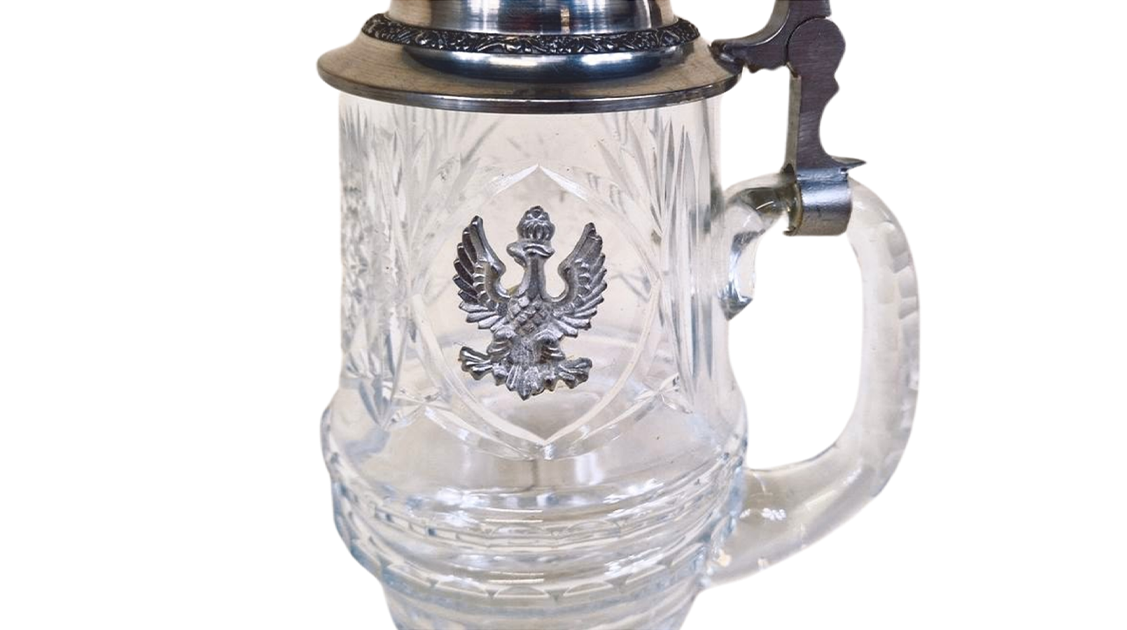 Vintage German Crystal Mug with Beautiful Metal Ornaments - Collectible Decor