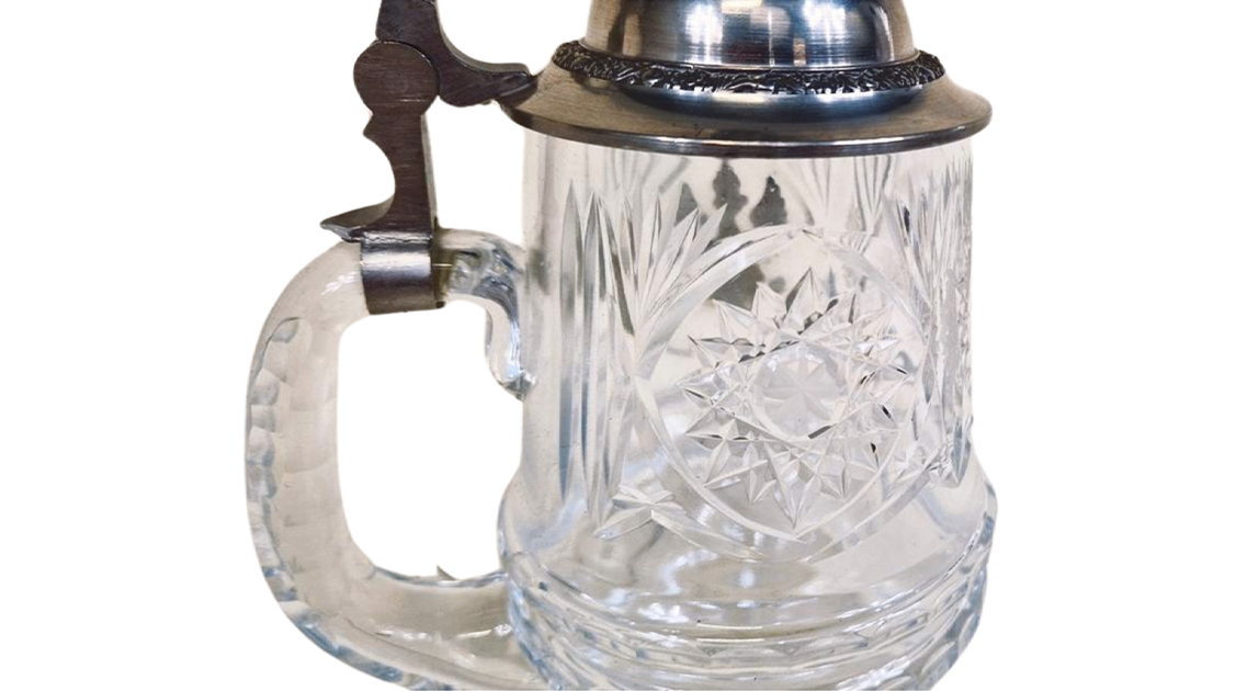 Vintage German Crystal Mug with Beautiful Metal Ornaments - Collectible Decor