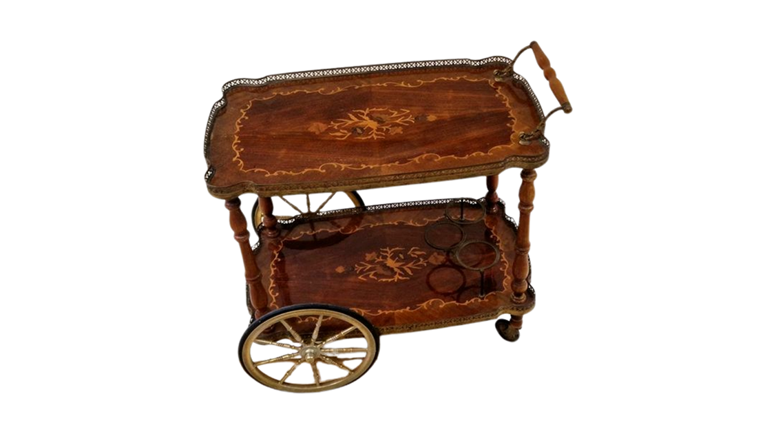 Hollywood Regency style Excellent condition Serving trolley Vintage Bar trolley Design Serving trolley Bar Cocktail trolley Italy 1960