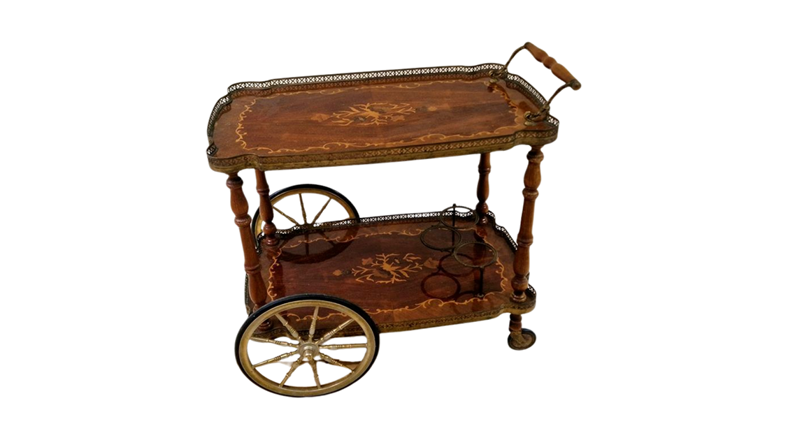 Hollywood Regency style Excellent condition Serving trolley Vintage Bar trolley Design Serving trolley Bar Cocktail trolley Italy 1960