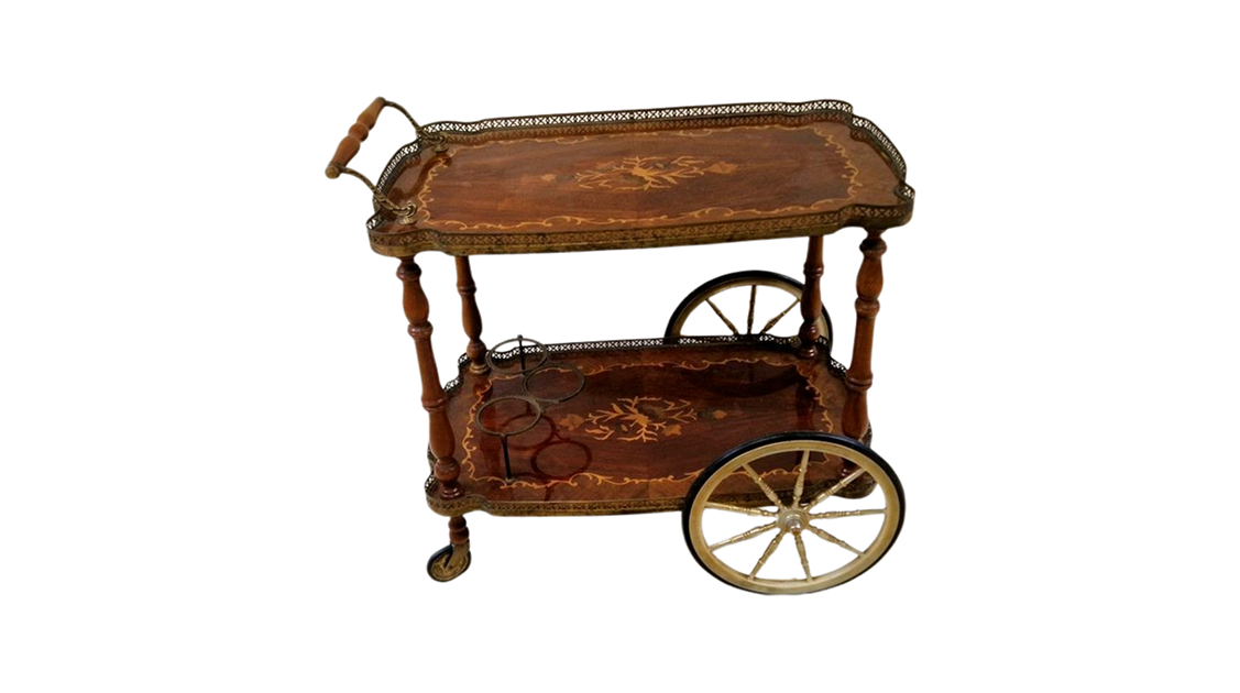 Hollywood Regency style Excellent condition Serving trolley Vintage Bar trolley Design Serving trolley Bar Cocktail trolley Italy 1960