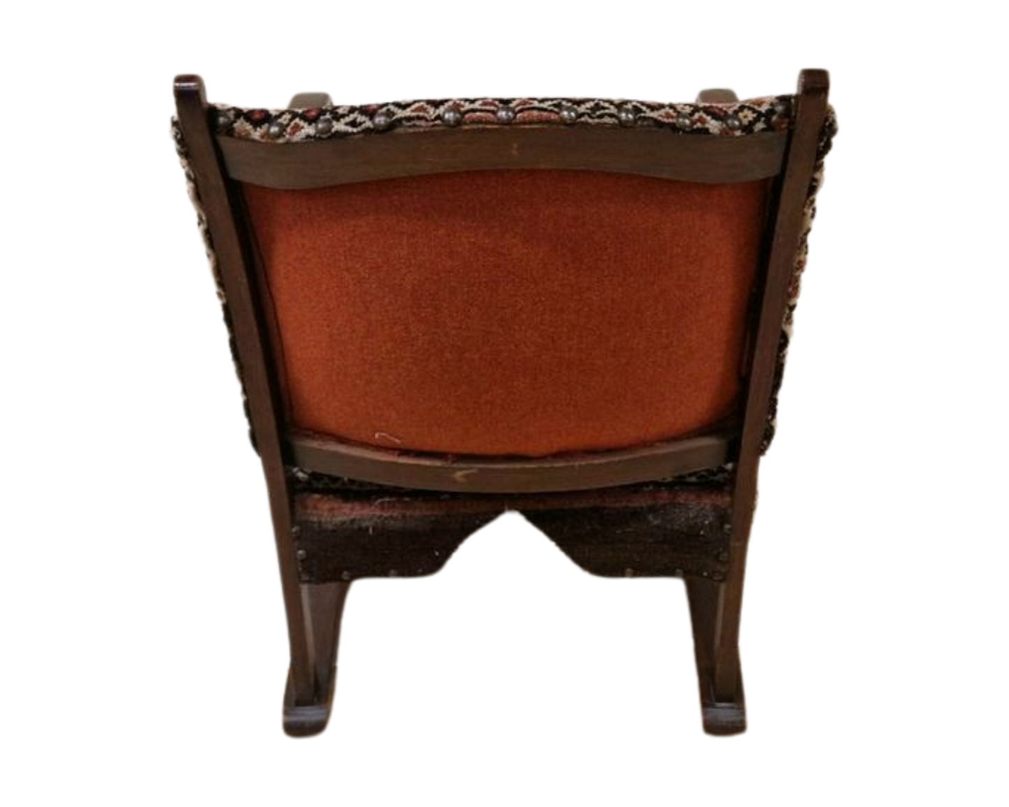 19th Century Oak Carved Armchair with Hand-Knotted Persian Wool Fabric