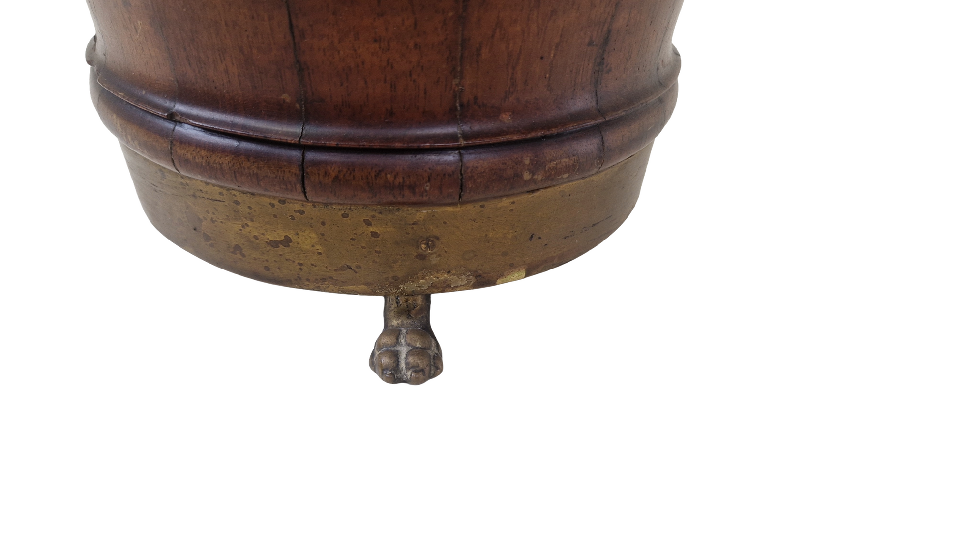 Antique mahogany Victorian jardiniere planter with brass lion ring handles circa 1850