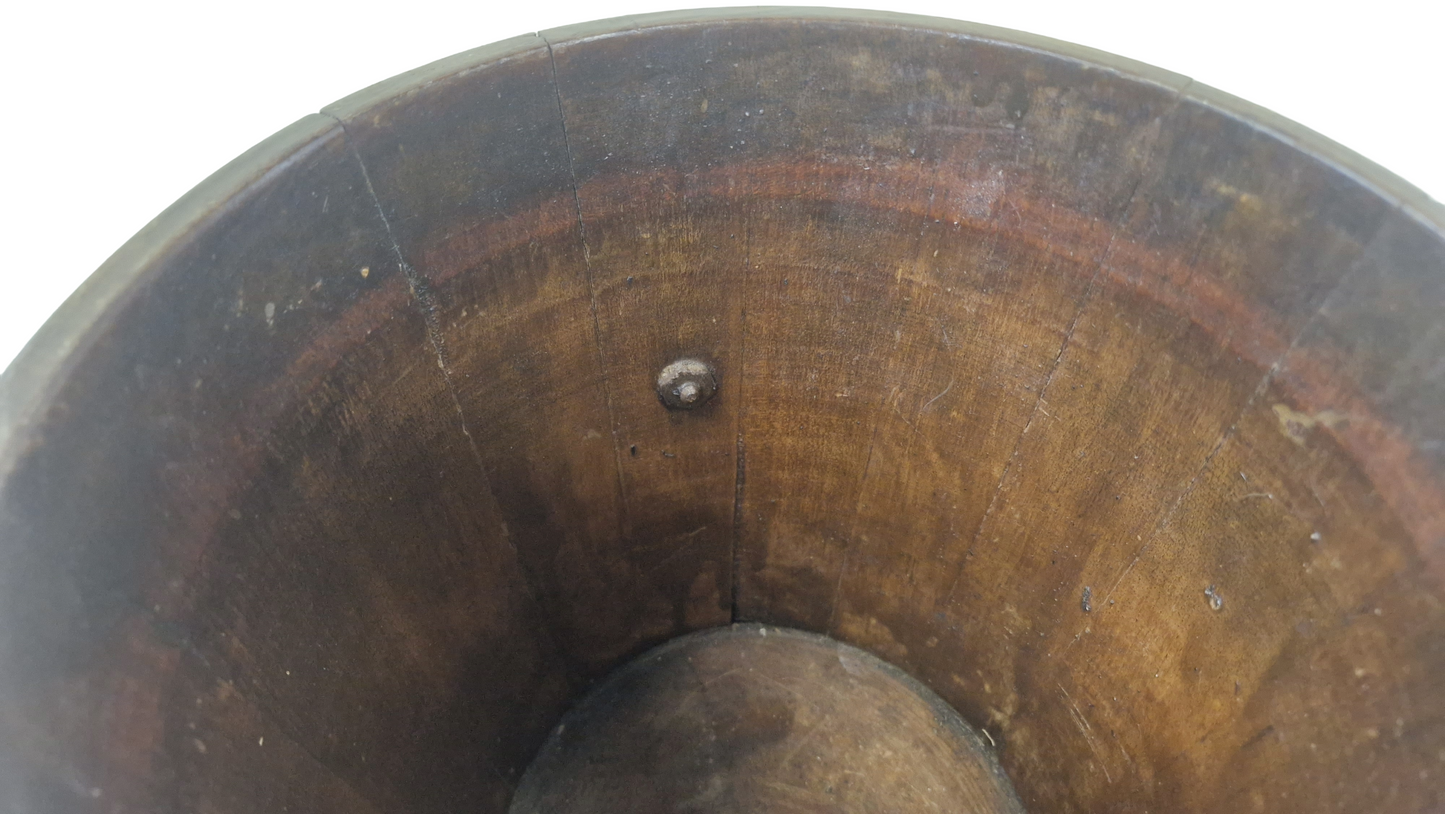 Antique Mahogany Jardinière Planter | Victorian Brass Lion Ring Cachepot, Circa 1850