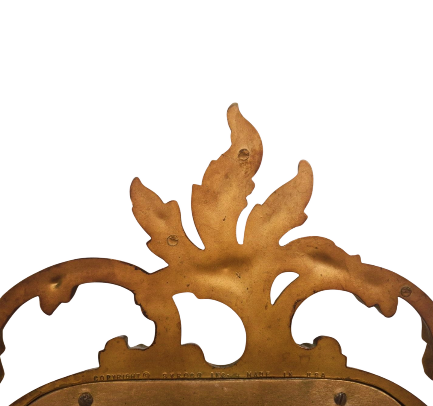 Vintage French Country Syroco Gold Wall Mantel Mirror with Scrolls and Flourishes