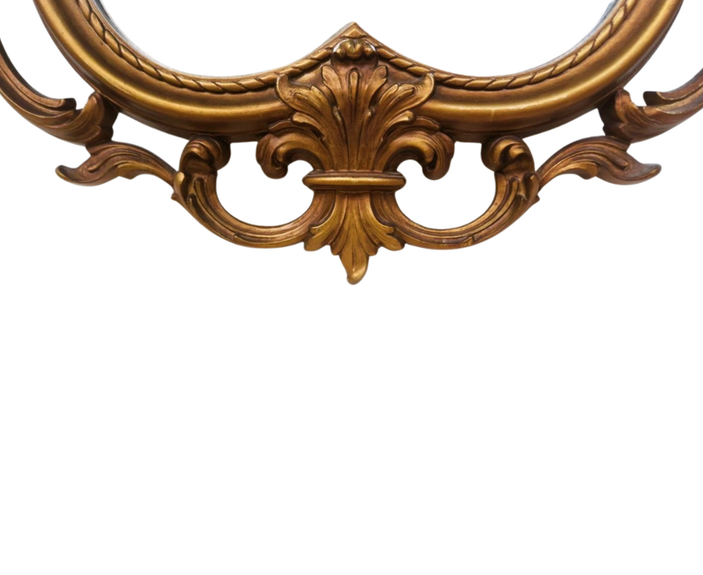 Vintage French Country Syroco Gold Wall Mantel Mirror with Scrolls and Flourishes