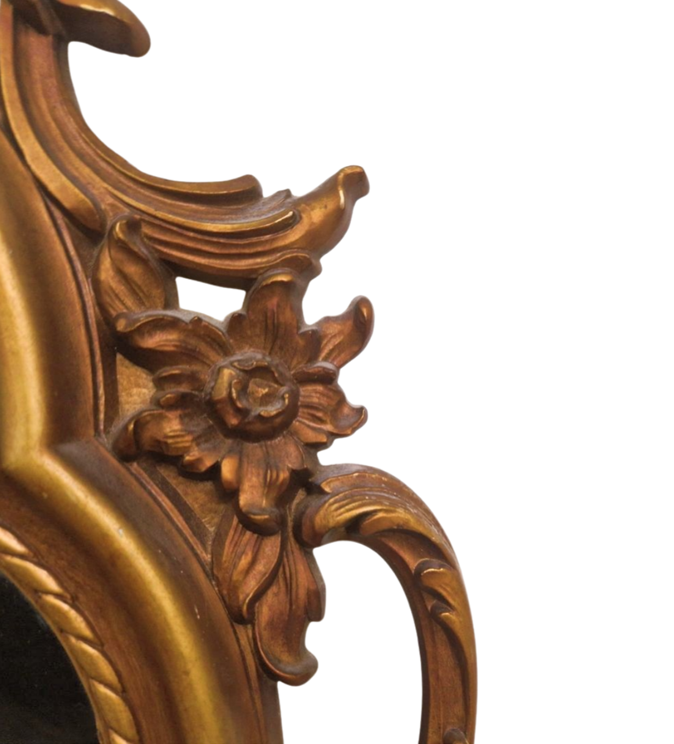 Vintage French Country Syroco Gold Wall Mantel Mirror with Scrolls and Flourishes