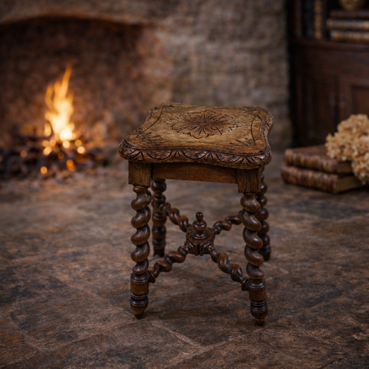 Barley Twist Table with carved top
