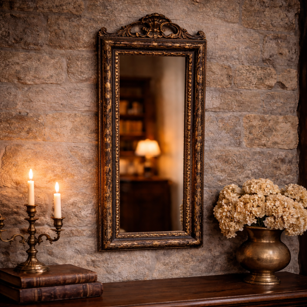 Antique French Baroque Wall Mirror - Ornate Vintage Decor