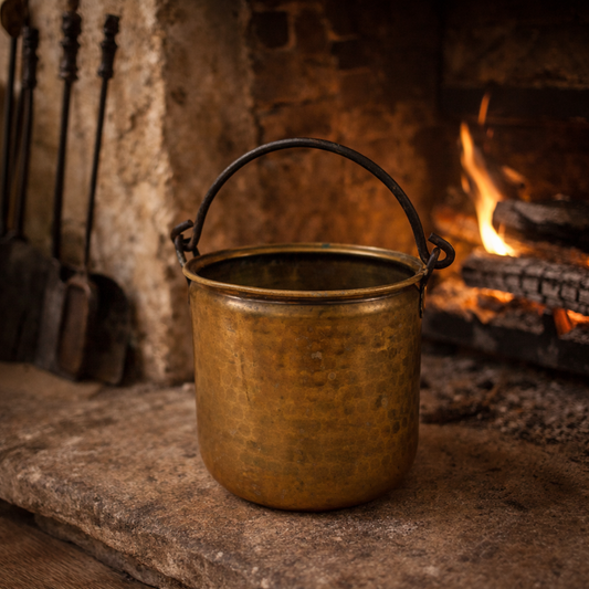Antique 18th Century copper bucket - hammered kettle with beautiful patina