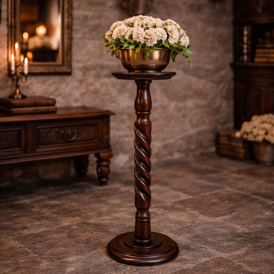 Antique mahogany Barley Twist Plant Stand