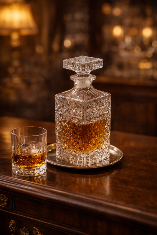 Vintage Cut Crystal Bottle with Stopper – Glass Perfume Bottle / Decorative Crystal Decanter