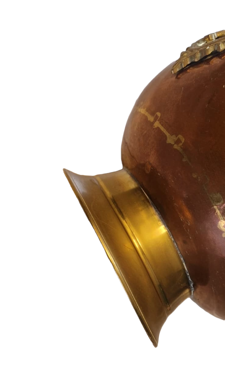 Antique Copper Coal Scuttle with Brass Lion Head – Victorian Fireplace Bucket – Vintage Coal Hod with Porcelain Handles