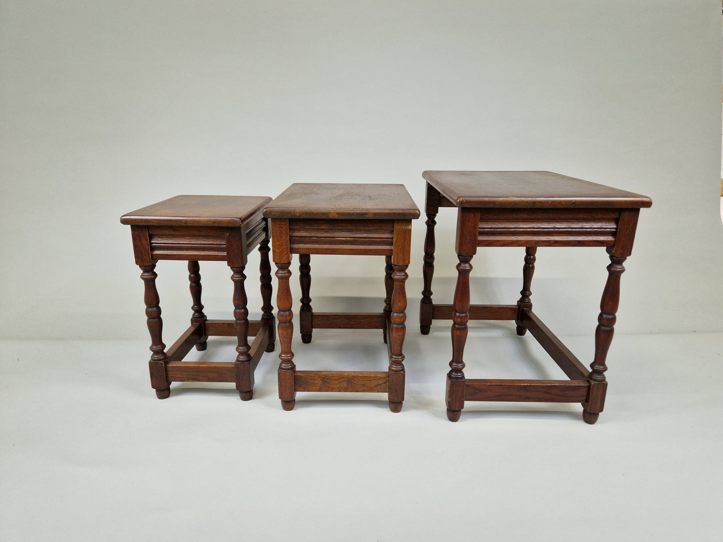Antique wooden nest table - Oak wood - dutch - nesting tables - 1950's