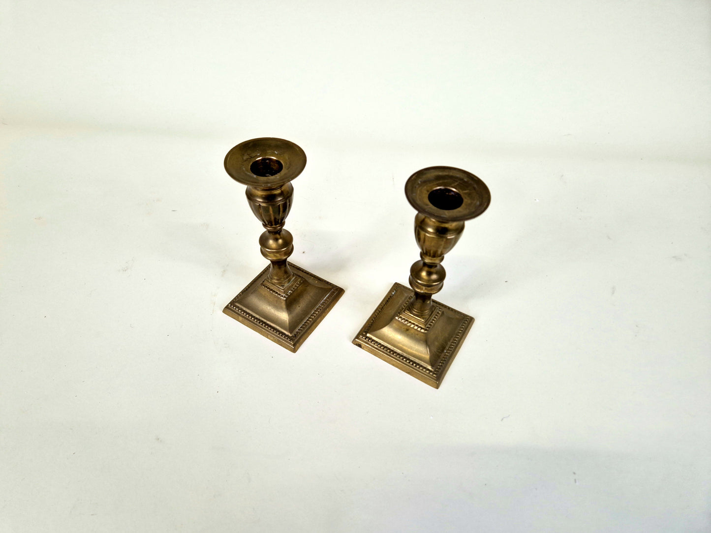 Pair of George III Brass Square Candlesticks